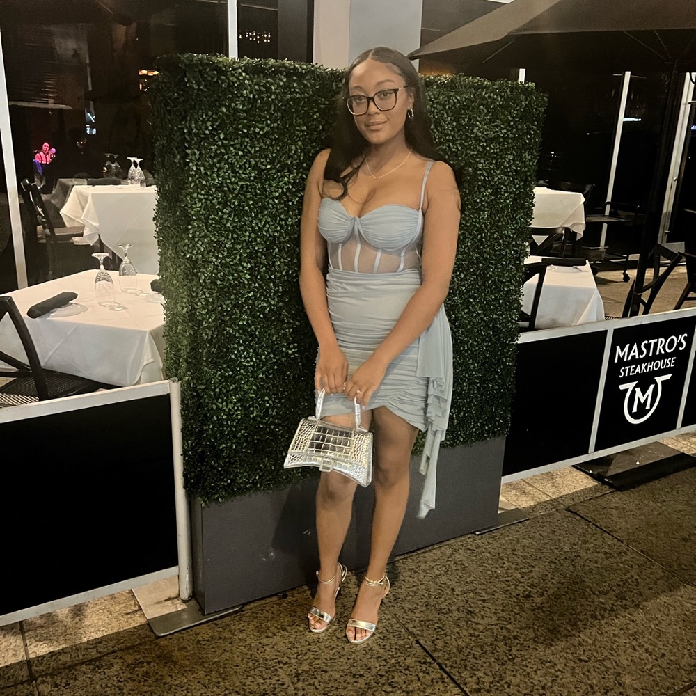 Larisa Mesh Corset Mini Dress - Grey. Only worn once!